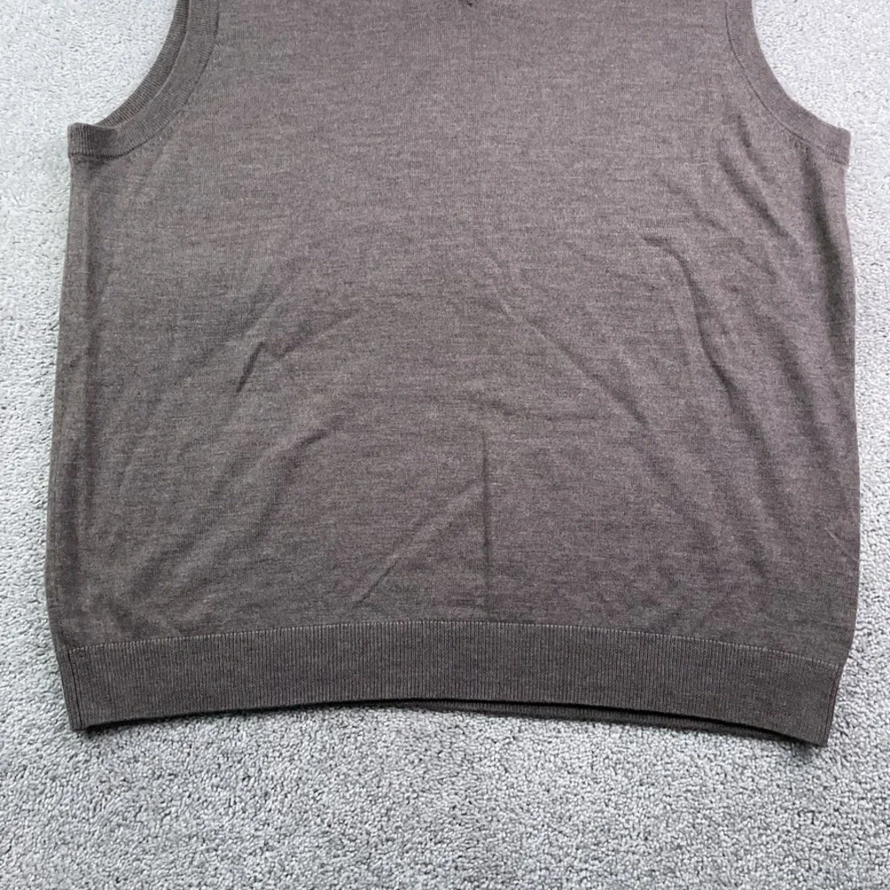 Turnbury Sweater Vest Mens 2XT Tall Brown Extra Fine Merino Wool V Neck Pullover